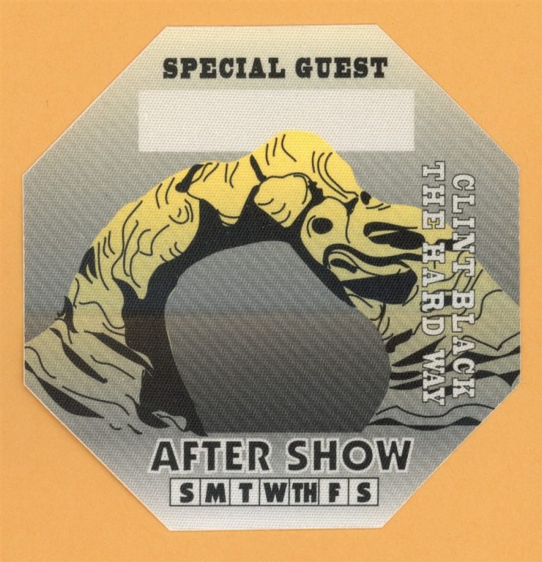 Clint Black 1992 The Hard Way Concert Tour AFTER SHOW Backstage Pass