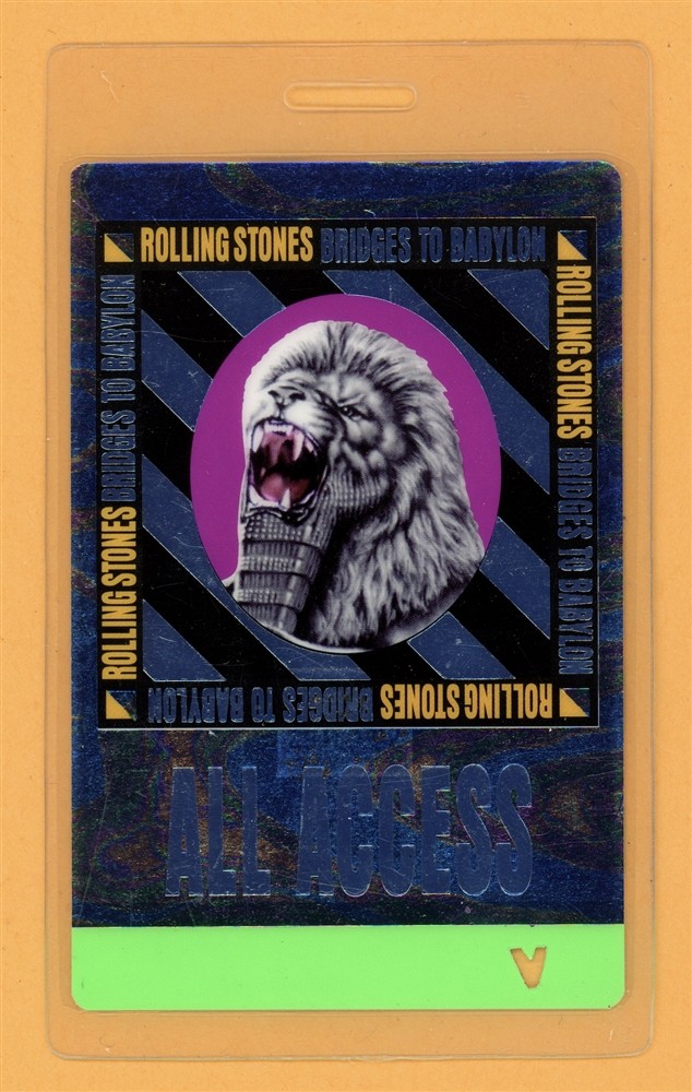 Rolling Stones 1997 Bridges to Babylon Tour AA Laminated Backstage Pass