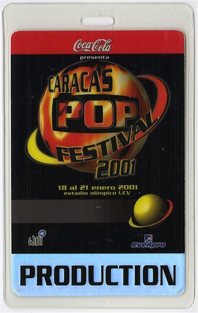 Caracas Pop Festival 2001 Laminated Backstage Pass Sting Sheryl Crow Mana Oasis