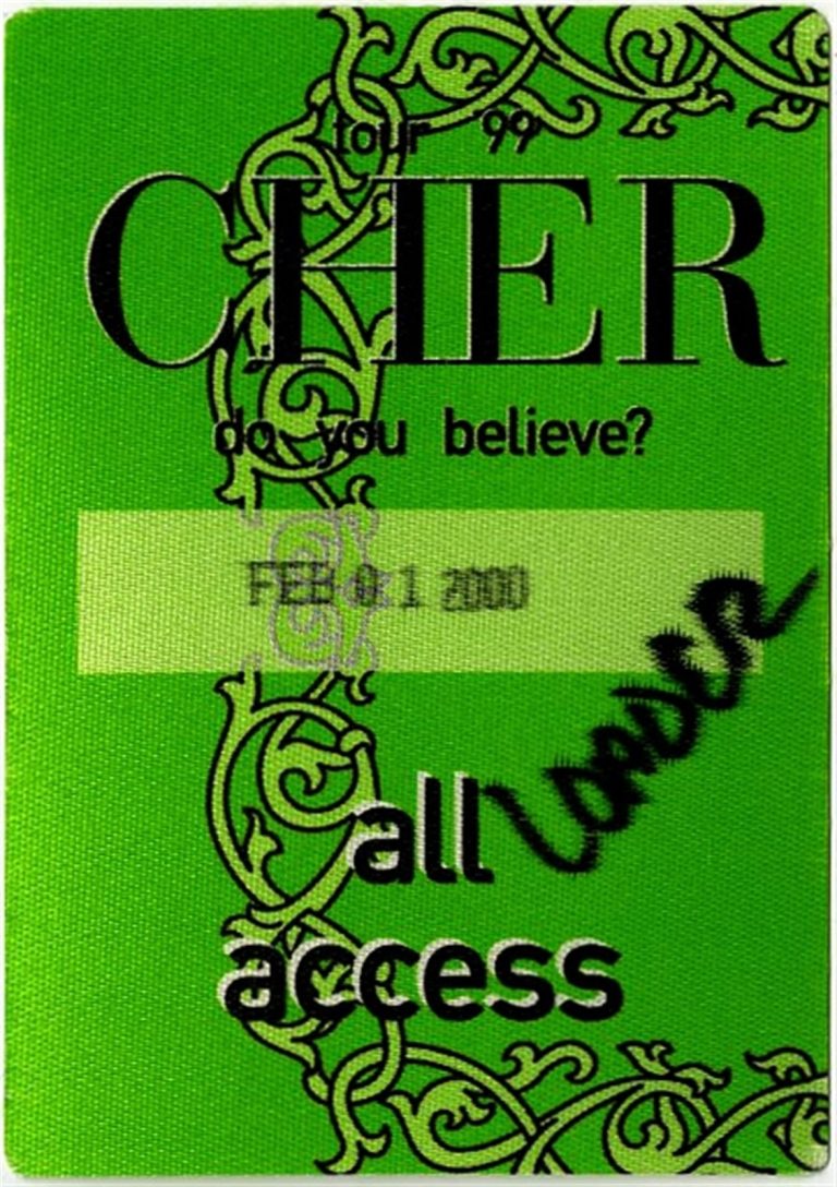 Cher 2000 Believe Concert Tour All Access Backstage Pass