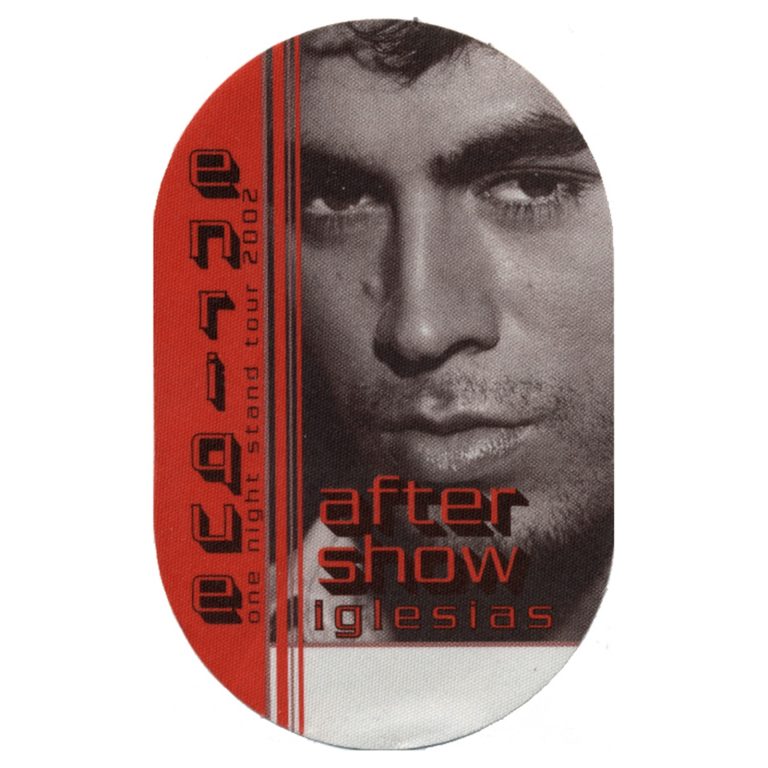 Enrique Iglesias 2002 Quizás Concert Tour Aftershow Backstage Pass