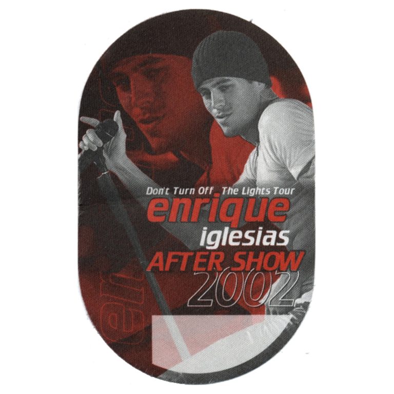 Enrique Iglesias 2002 Quizás Concert Tour Aftershow Backstage Pass