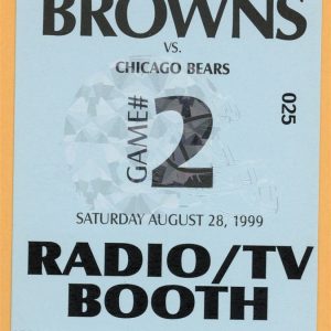 Cleveland Browns 1999 Bears Football RADIO BOOTH Backstage Pass