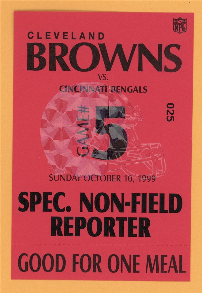 Cleveland Browns 1999 Bengals Football REPORTER Backstage Pass