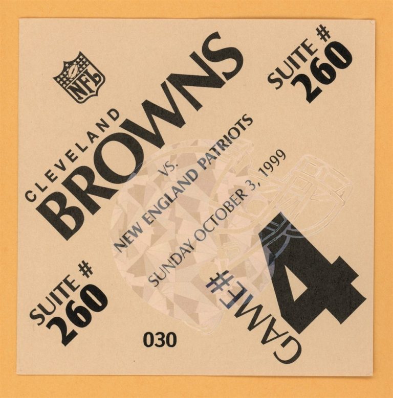 Cleveland Browns 1999 New England Patriots Football Stadium Backstage Pass