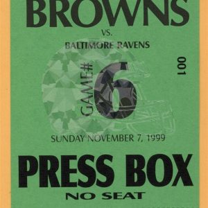 Cleveland Browns 1999 Ravens Football PRESS BOX Backstage Pass