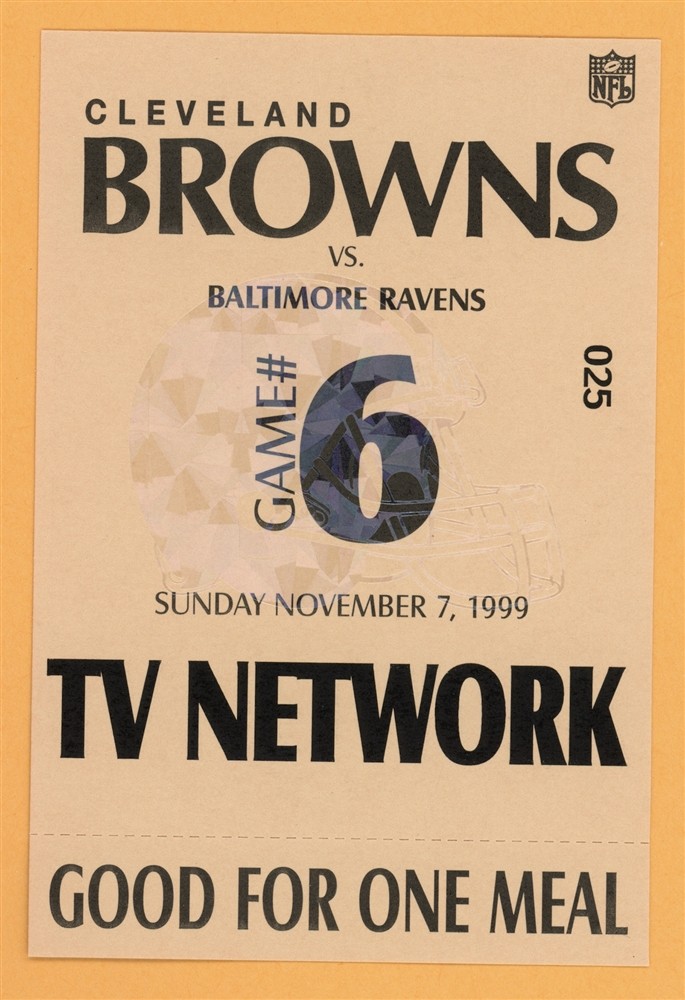 Cleveland Browns 1999 Ravens Football TV NETWORK Backstage Pass