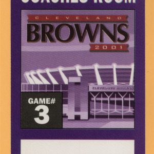 Cleveland Browns 2001 Football COACHES ROOM Backstage Pass