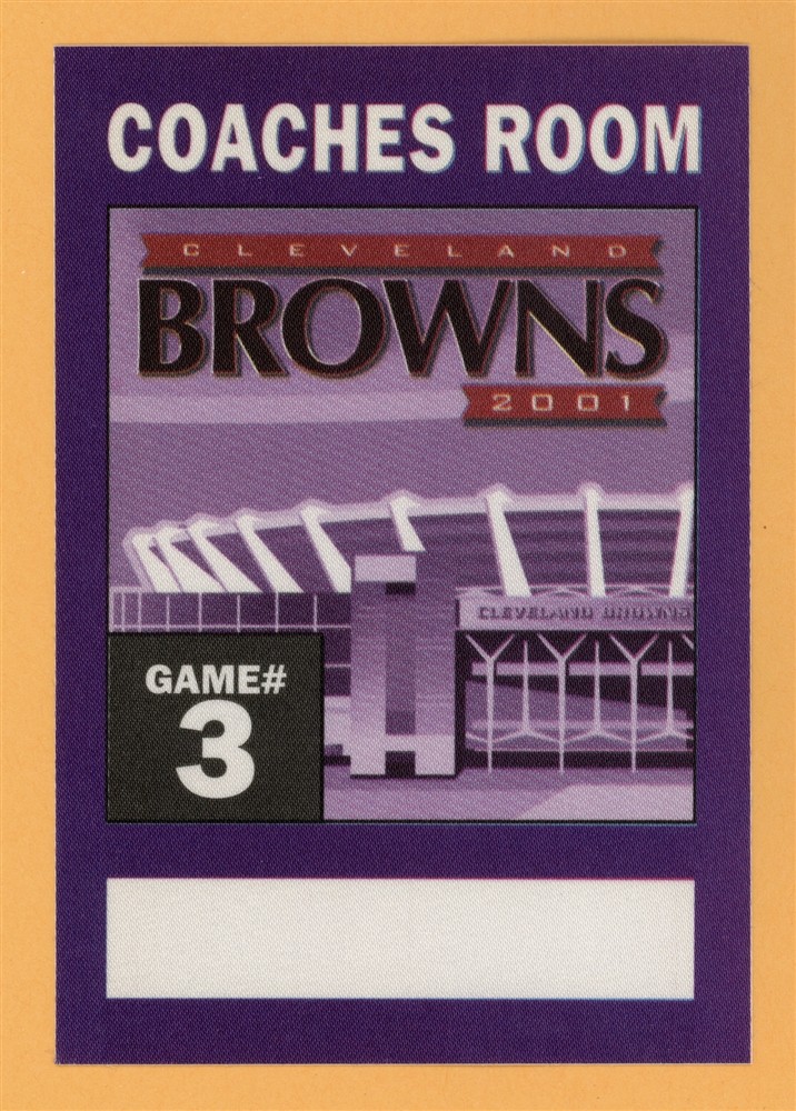Cleveland Browns 2001 Football COACHES ROOM Backstage Pass