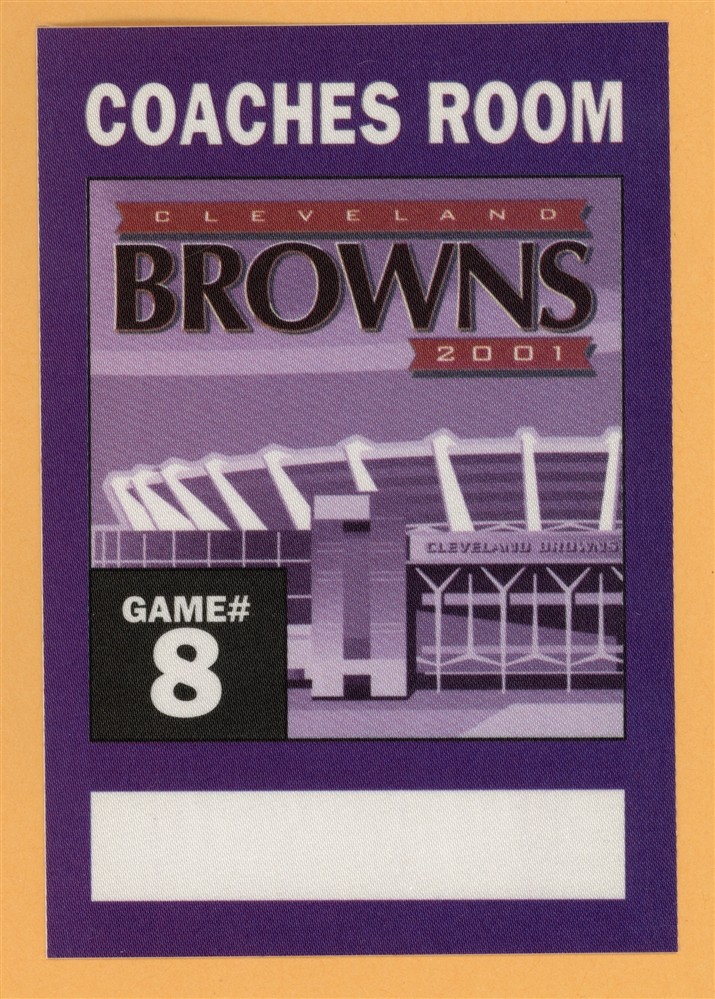 Cleveland Browns 2001 Football COACHES ROOM Backstage Pass