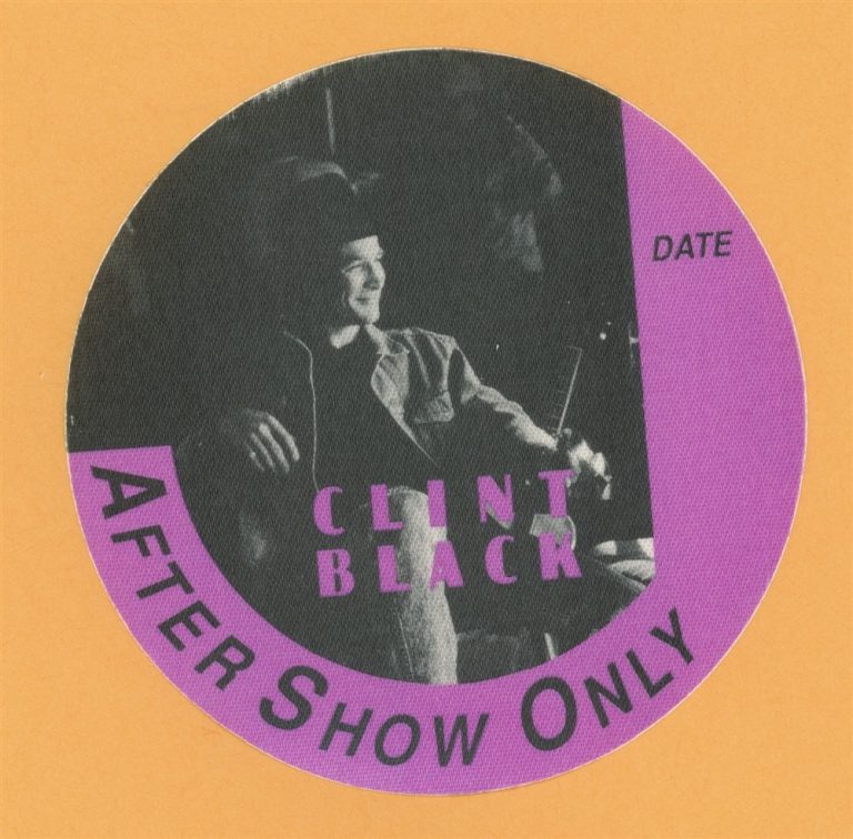 Clint Black 1990 Concert Tour AFTER SHOW Backstage Pass