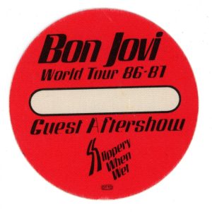 Bon Jovi 1986 Slippery When Wet Concert Tour After Show Guest Backstage Pass