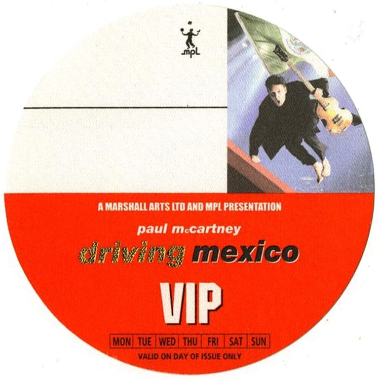 Paul McCartney 2002 Driving Rain Concert Tour VIP Backstage Pass - Mexico