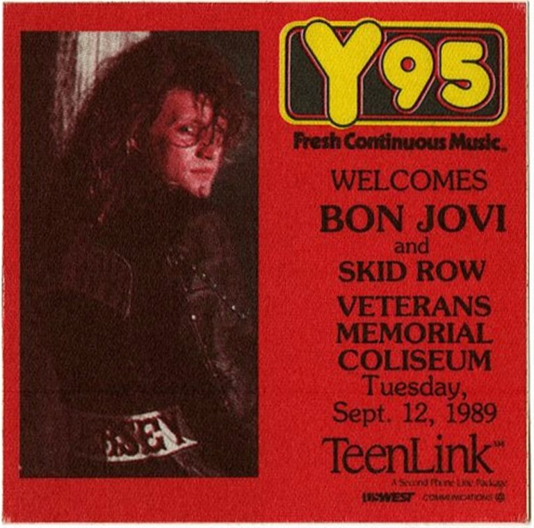 Bon Jovi 1989 New Jersey Tour w/ Skid Row Radio Y95 Phoenix Promo Backstage Pass
