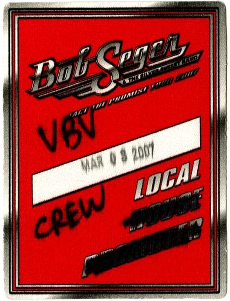Bob Seger 2007 Face the Promise Concert Tour Local Crew Backstage Pass