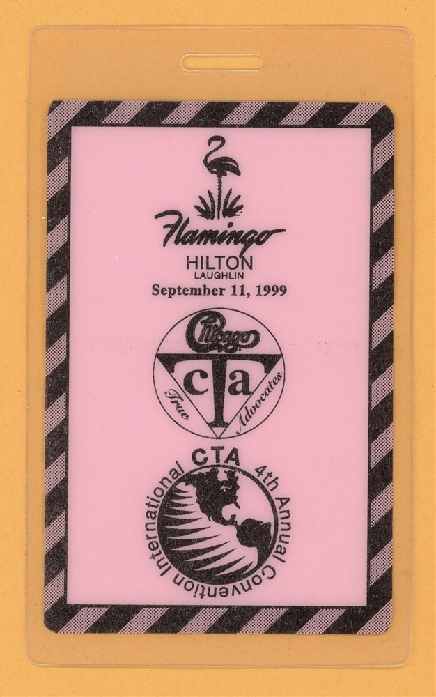 Chicago 1999 Tour Flamingo Hilton Laminated Backstage Pass