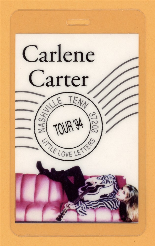 Carlene Carter 1994 Little Love Letters Tour Laminated Backstage Pass