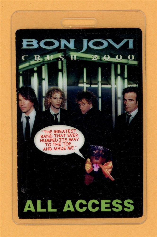 Bon Jovi 2000 Crush Tour All Access Laminated Backstage Pass - Green