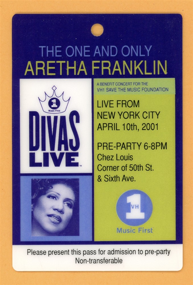 Aretha Franklin 2001 Tour Laminated Backstage Pass