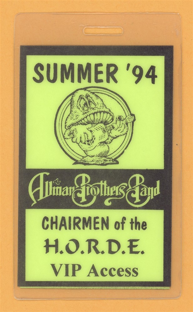 Allman Brothers Band 1994 Tour VIP Laminated Backstage Pass