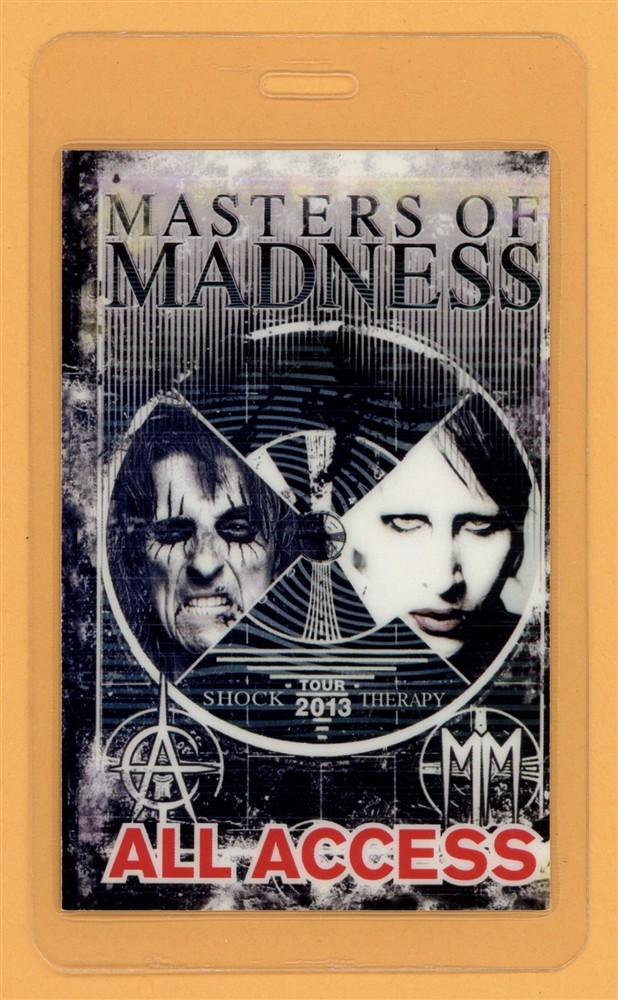 Alice Cooper 2013 Shock Therapy Tour w/ Marilyn Manson Laminated Backstage Pass