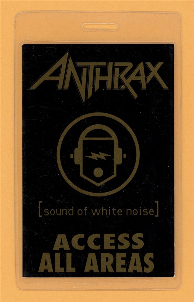 Anthrax 1993 Sound of White Noise Tour AAA Laminated Backstage Pass
