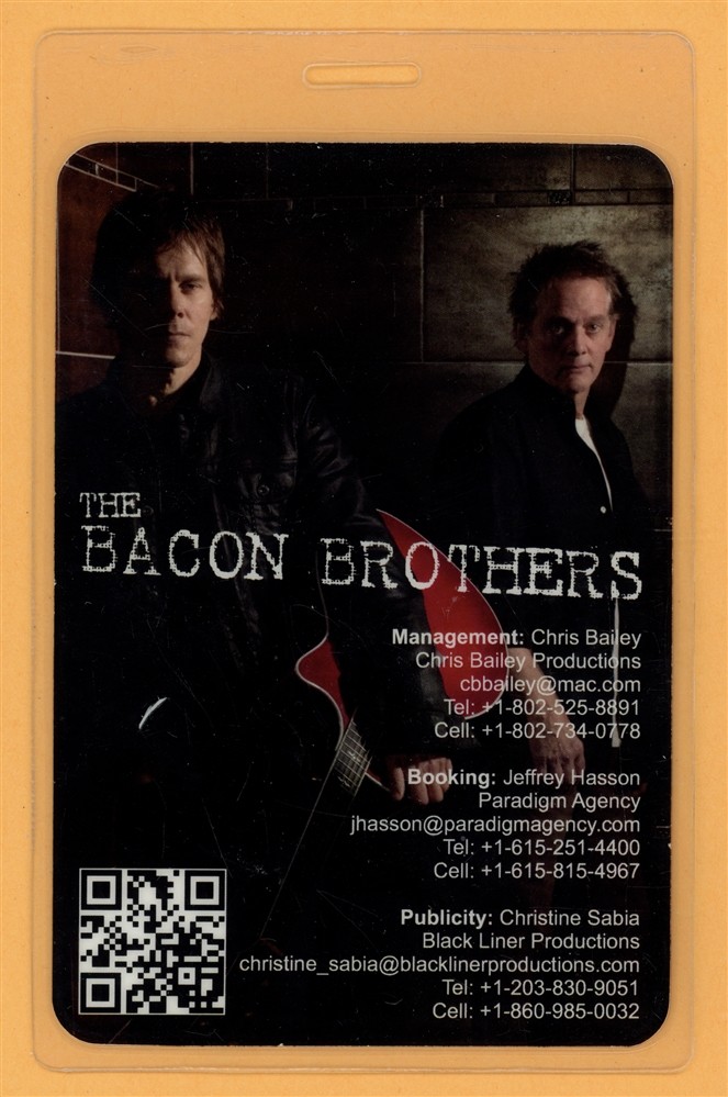 Bacon Brothers Concert Tour Laminated Backstage Pass