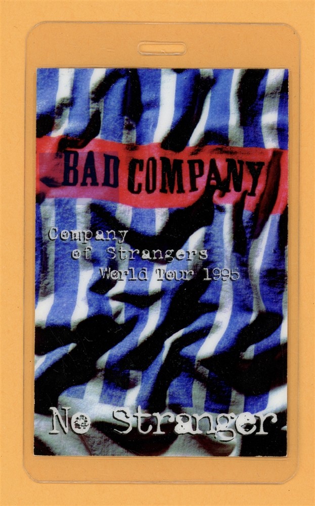 Bad Company 1995 Company of Strangers Tour Laminated Backstage Pass