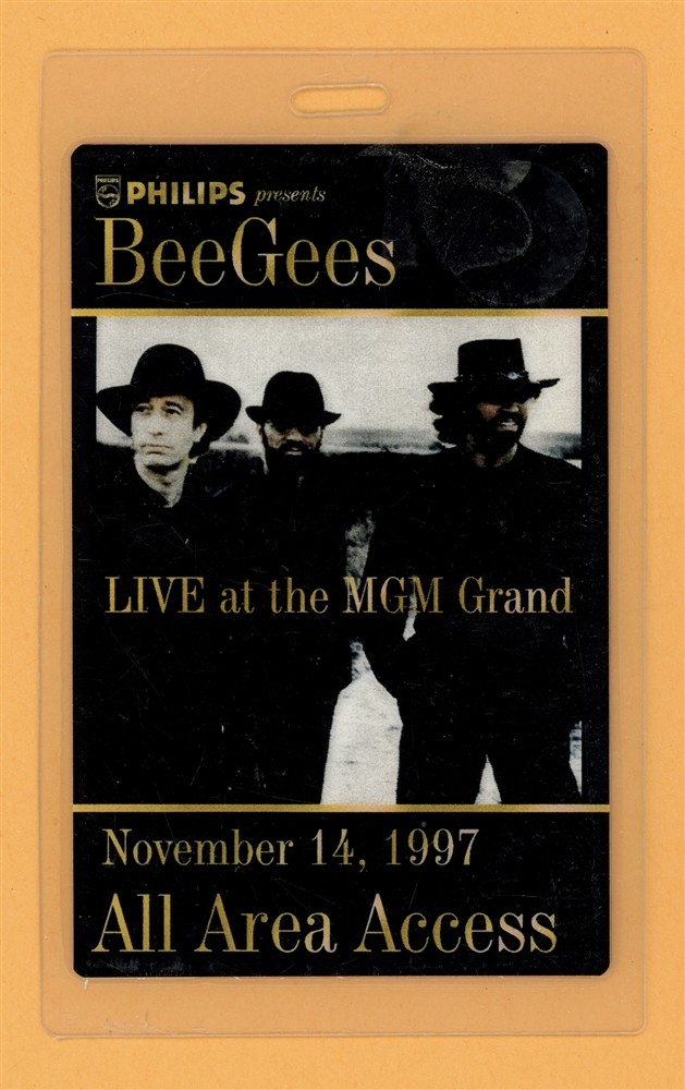 Bee Gees 1997 MGM Grand Tour AAA Laminated Backstage Pass