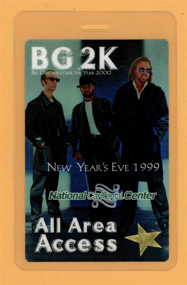 Bee Gees 1999 New Years Eve 2000 Tour AAA Gold Star Laminated Backstage Pass
