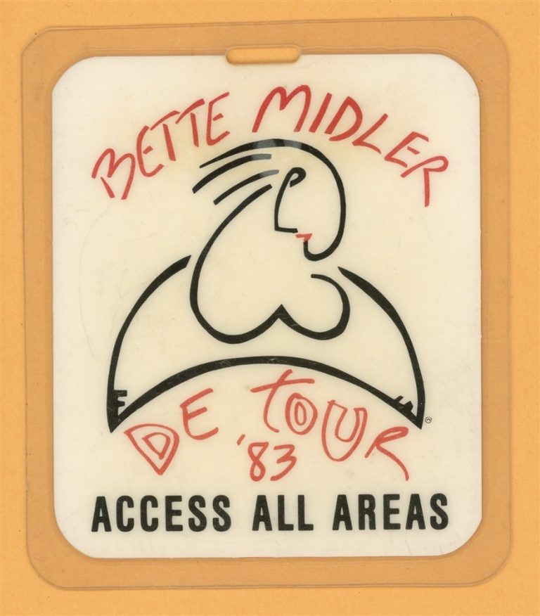 Bette Midler 1983 De Tour AAA Laminated Backstage Pass