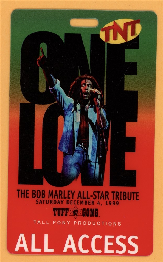 Bob Marley 1999 All Star Tribute Tour All Access Laminated Backstage Pass