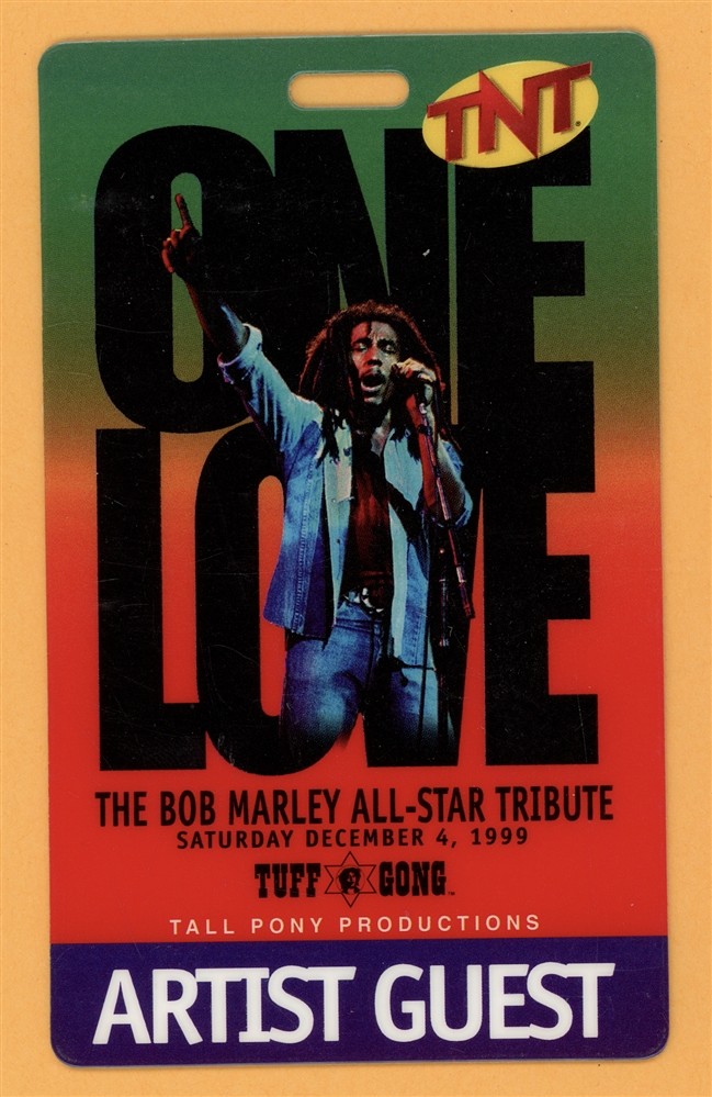 Bob Marley 1999 All Star Tribute Tour Artist Guest Laminated Backstage Pass
