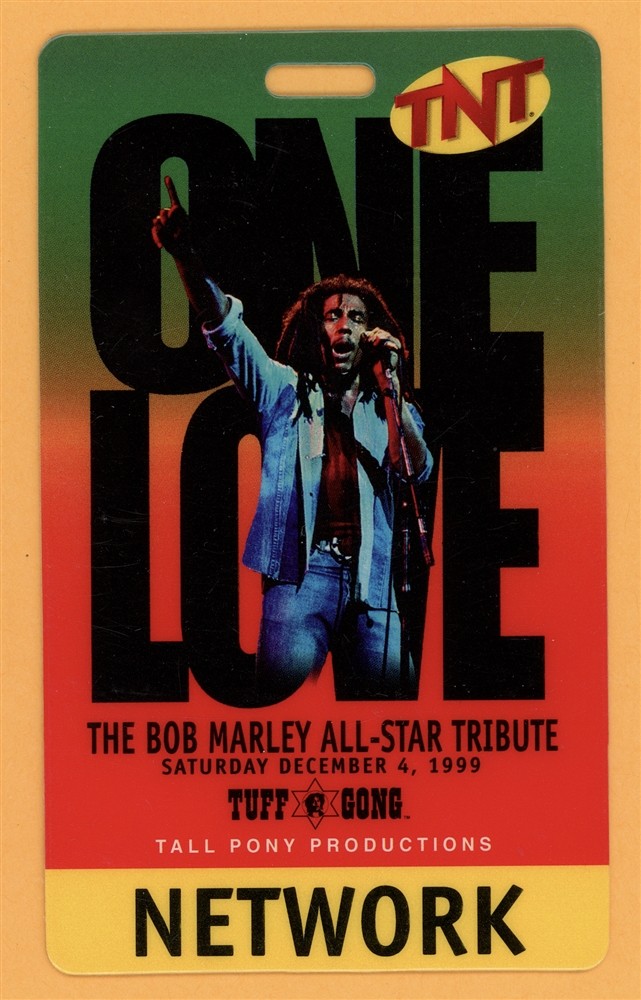 Bob Marley 1999 All Star Tribute Tour Network Laminated Backstage Pass