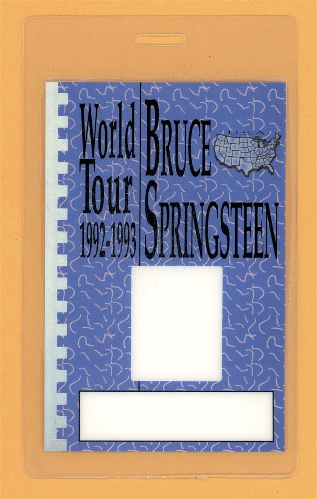 Bruce Springsteen 1992 European Tour Concert Laminated Backstage Pass