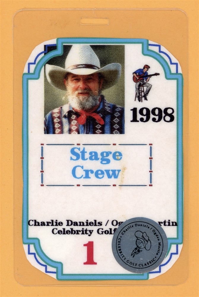 Charlie Daniels Band 1998 Tour Stage Crew Laminated Backstage Pass