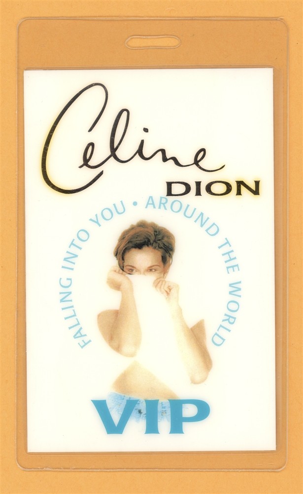 Celine Dion 1996 Falling Into You Tour VIP Laminated Backstage Pass