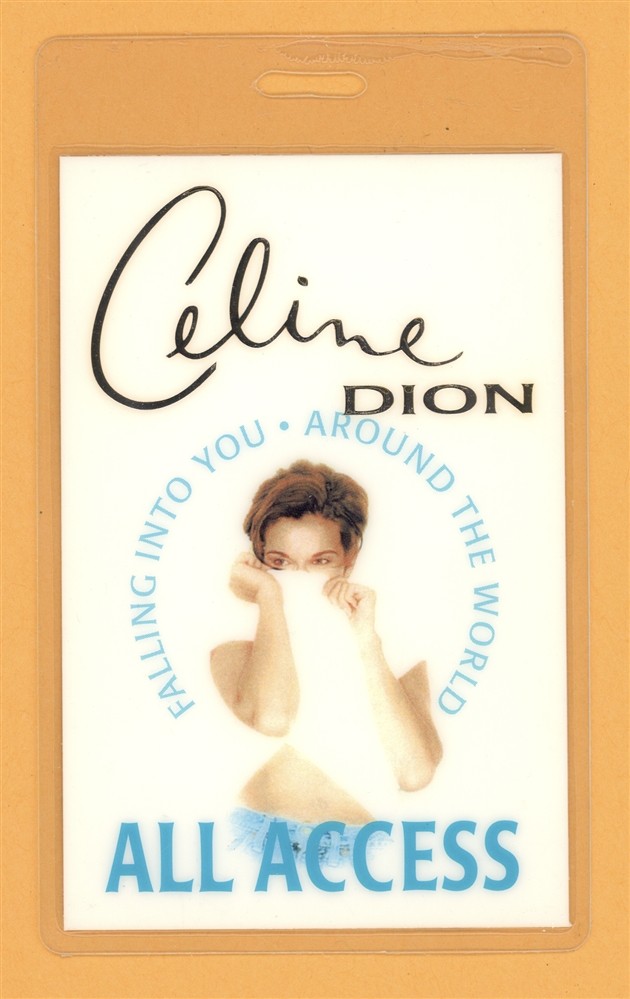 Celine Dion 1996 Falling Into You Tour All Access Laminated Backstage Pass