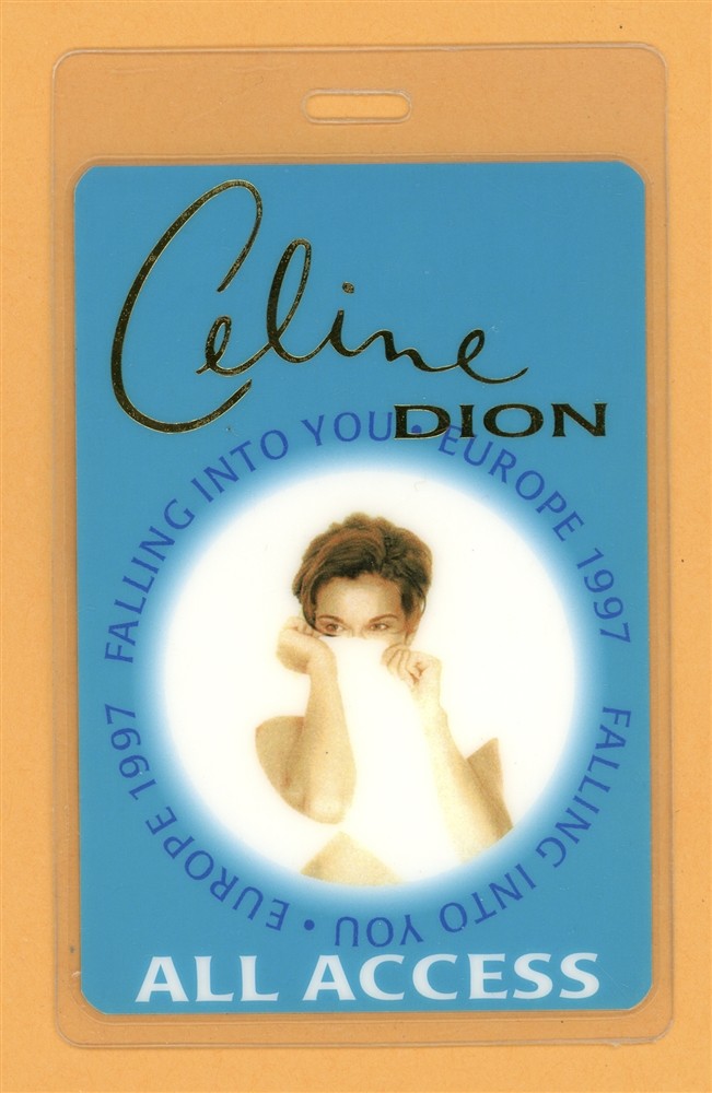 Celine Dion 1997 Falling Into You Tour All Access Laminated Backstage Pass