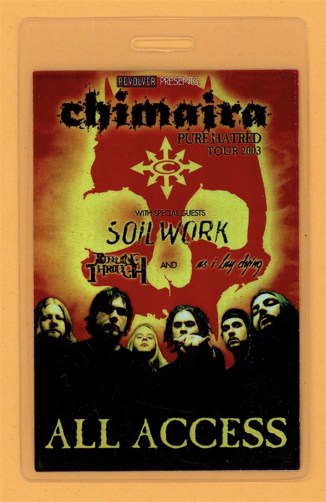 Chimaira 2003 Pure Hatred Tour All Access Laminated Backstage Pass