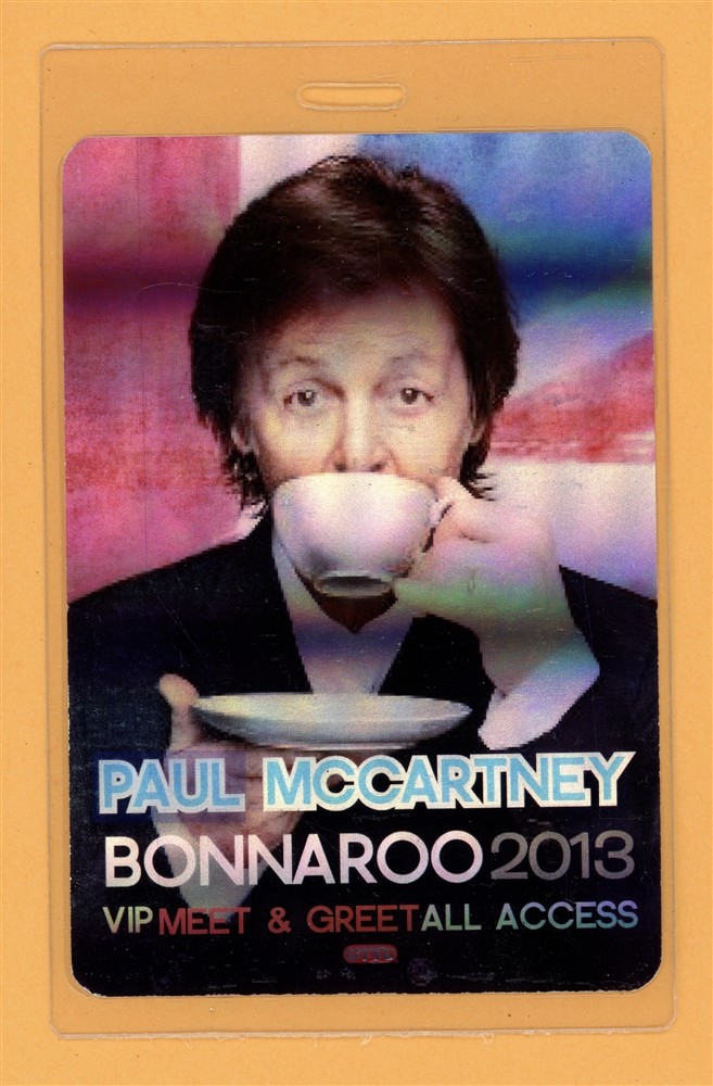 Paul McCartney 2013 Bonnaroo Tour All Access Laminated Backstage Pass