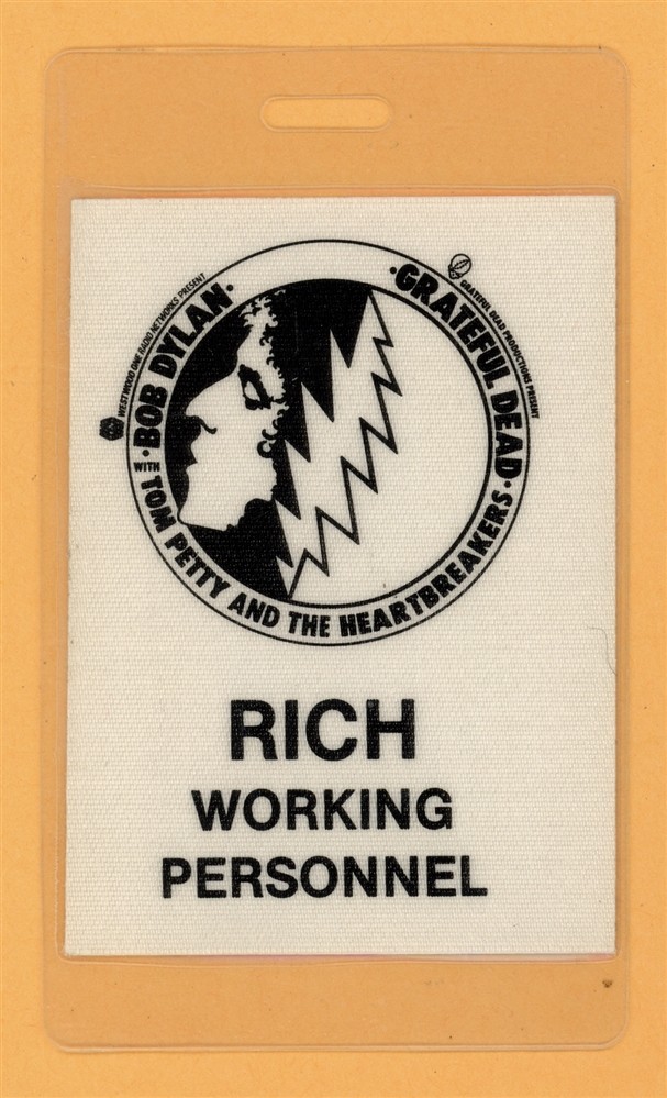 Bob Dylan 1986 Tom Petty Grateful Dead Tour Laminated Backstage Pass