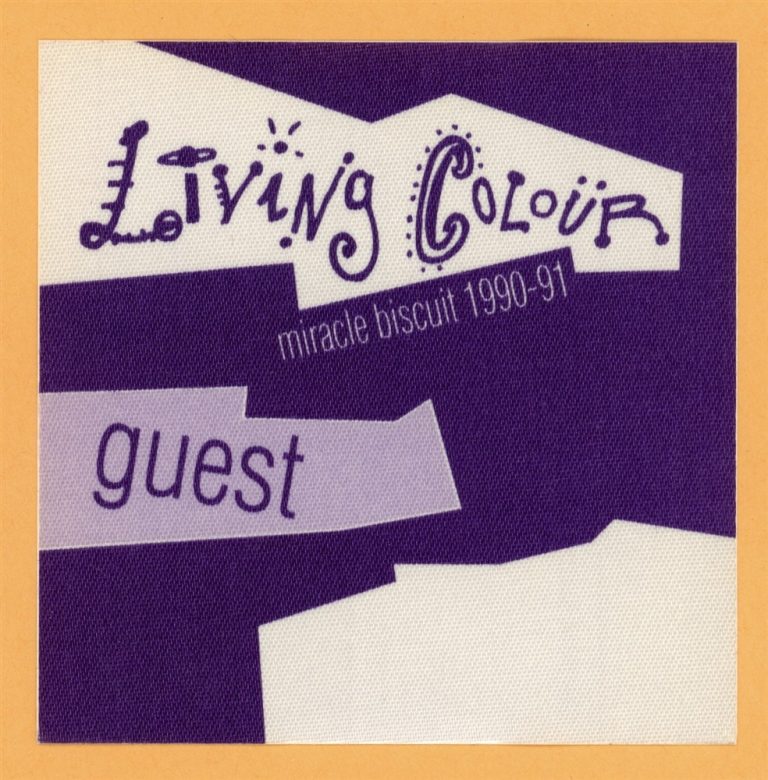 Living Colour 1990 Miracle Biscuit Concert Tour GUEST Backstage Pass