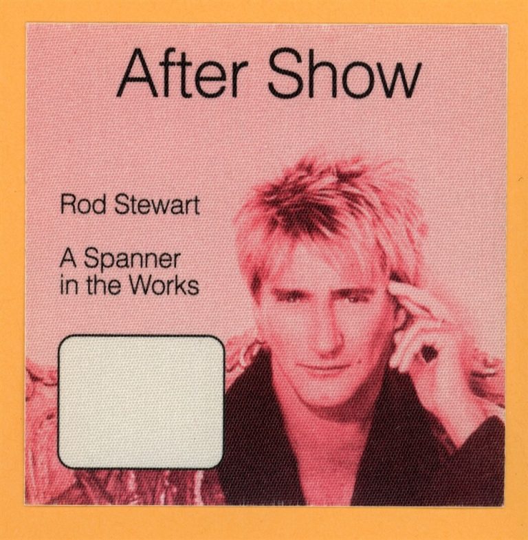 Rod Stewart 1995 Spanner in the Works Concert Tour After Show Backstage Pass