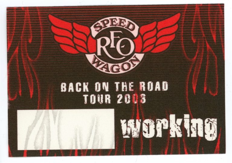 REO Speedwagon 2003 Backstage on The Road Concert Tour Working Backstage Pass