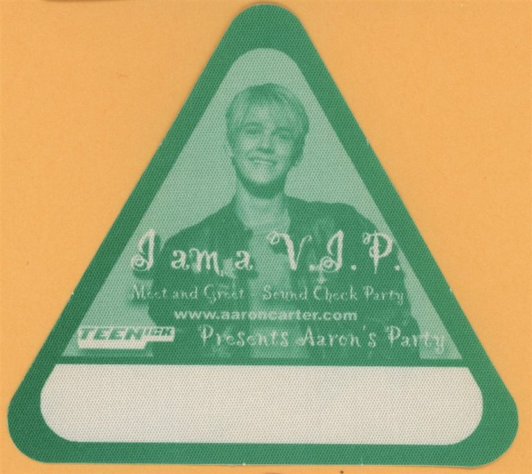 Aaron Carter Concert Tour VIP Backstage Pass