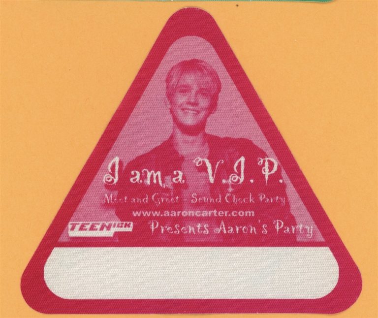 Aaron Carter Concert Tour VIP Backstage Pass