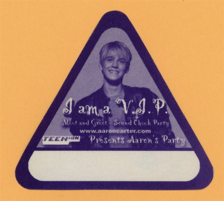 Aaron Carter Concert Tour VIP Backstage Pass