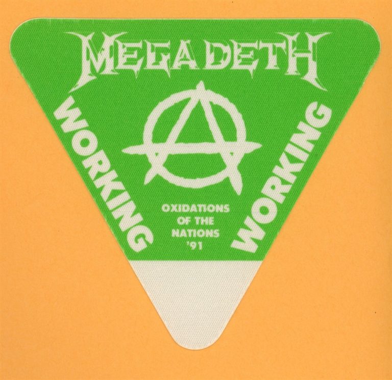 Megadeth 1991 Oxidations Concert Tour Working Backstage Pass