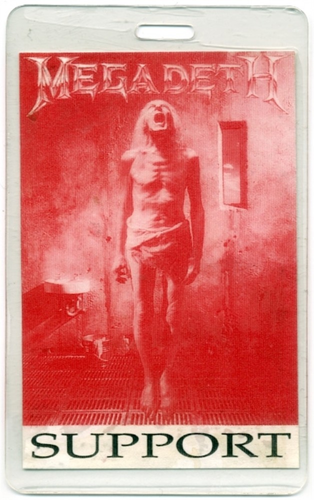 Megadeth 1992 Countdown to Extinction Concert Tour Laminated Backstage Pass